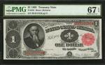 Fr. 352. 1891 $1 Treasury Note. PMG Superb Gem Uncirculated 67 EPQ.
