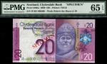 x Clydesdale Bank, specimen ｣20, 11 July 2009, zero serial numbers, purple, Robert the Bruce at righ