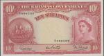  Bahamas Government issue, 10 shillings, ND (1954), serial number A/1 496599, red and pale orange, E