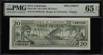 NEW CALEDONIA. Banque de LIndo-Chine. 20 Francs, ND (1944). P-49s. Expedient Specimen. PMG Gem Uncir
