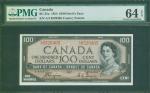 1954年加拿大银行100元「魔鬼脸」，编号A/J 0529305, PMG64EPQ
