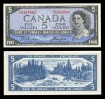 Canada. Bank of Canada. $5 1954 "Devil s Face." P-68b. BC-31b. Beattie-Coyne. D/C 5969902. Choice Un