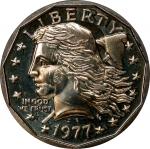 1977 Pattern Liberty Dollar. By Frank Gasparro. Private Copy. Copper-Nickel Clad. Reeded Edge. Overs