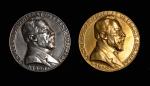 KARL GOETZ MEDALS. Germany. Duo of Death of Dr. Herz Silver and Brass Medals (2 Pieces), 1920. Munic