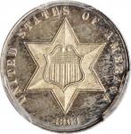 1863 Silver Three-Cent Piece. Proof-64 Cameo (PCGS). CAC.