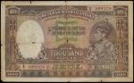 INDIA. Reserve Bank of India. 1,000 Rupees, ND (1937). P-21b.