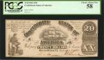 T-18. Confederate Currency. 1861 $20. PCGS Currency Choice About New 58.