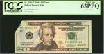 Fr. 2091-B. 2004A $20  Federal Reserve Note. New York. PCGS Currency Choice New 63 PPQ. Printed Fold