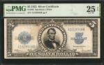 Fr. 282. 1923 $5 Silver Certificate. PMG Very Fine 25 Net. Repaired.