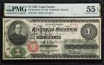 Fr. 16. 1862 $1 Legal Tender Note. PMG About Uncirculated 55 EPQ. Courtesy Autograph.
