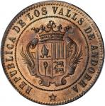 ANDORRA. 10 Centimos, 1873. PCGS MS-64 RB Secure Holder.