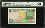 1970年新加坡货币发行局伍圆。 SINGAPORE. Board of Commissioners of Currency. 5 Dollars, ND (1970). P-2d. PMG Abou