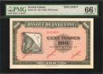 FRENCH GUIANA. Banque de la Guyane. 1000 Francs, ND (1942). P-13s. Specimen. PMG Gem Uncirculated 66