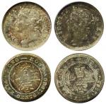 Hong Kong, lot of 2x Silver 5cents, 1895,(ANACS MS60, dark toning) and 1900H (ANACS MS60) (2)1895,(A