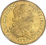 COLOMBIE - COLOMBIACharles III (1759-1788). 8 escudos “à la tête de rat” 1771 VJ, NR, Nuevo Reino (S