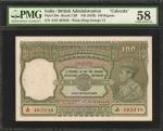 印度。1943年英国政府100卢比。PMG Choice About Uncirculated 58.