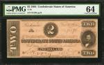 T-70. Confederate Currency. 1864 $2. PMG Choice Uncirculated 64.