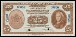 1943年荷属东印度银行样钞，面额25盾，PMG64