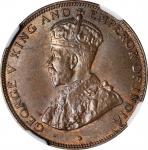1933年香港一仙。伦敦造币厂。HONG KONG. Cent, 1933. London Mint. George V. NGC MS-65 Brown.