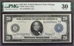 Fr. 989. 1914 $20  Federal Reserve Note. Chicago. PMG Very Fine 30.