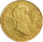 PERU. 8 Escudos, 1816-LM JP. Lima Mint. Ferdinand VII. PCGS MS-61.