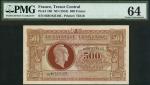 Tresor Central, Republique Francaise, 500 francs, ND (1944), serial number 06M 923105, brown, Marian