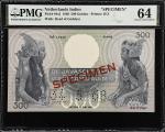 NETHERLANDS INDIES. De Javasche Bank. 500 Gulden, 1968. P-84s2. Specimen. PMG Choice Uncirculated 64