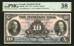 CANADA. Dominion Bank. 10 Dollars, 1931. CH #220-24-08. PMG Choice About Uncirculated 58.