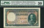 Government of the Straits Settlements, $10, 1 January 1932, serial number A/69 05216, green on multi