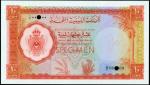 LIBYA. United Kingdom of Libya. 10 Pounds, 1963. P-27cts. Color Trail Specimen. PMG Choice Uncircula