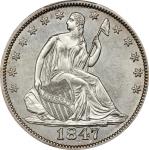 1847/6 Liberty Seated Half Dollar. WB-9, FS-301. Rarity-5. MS-62 (PCGS).