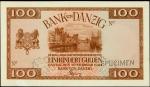 POLAND, DANZIG. Bank of Danzig. 100 Gulden, 1924. P-55s. Uniface Specimen. PCGSBG Choice Uncirculate
