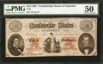 T-26. Confederate Currency. 1861 $10. PMG About Uncirculated 50.