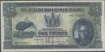  Reserve Bank of New Zealand £5, 1st August 1934, 4K 245617, blue on multicolour underprint, Kiwi at