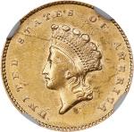 1855 Gold Dollar. Type II. AU Details--Scratches (NGC).