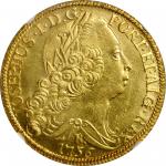 BRAZIL. 6400 Reis, 1756-B. Bahia Mint. Jose I. NGC MS-64.