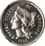 1885 Nickel Three-Cent Piece. Proof-65 (NGC).