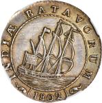 1802年荷属东印度1/2盾。NETHERLANDS EAST INDIES. Batavian Republic. 1/2 Gulden, 1802. Enkhuizen Mint. NGC MS-
