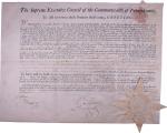 1782 Land Deed for Property Sold by the Commonwealth of Pennsylvania to David Rittenhouse in Support