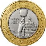 2000-W Library of Congress Bicentennial Bimetallic $10. MS-70 (PCGS).