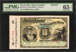 PUERTO RICO. Banco Espanol. 10 Pesos, ND (1894-97). P-27p. Front & Back Proofs. PMG Uncirculated 62 