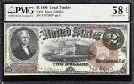 Fr. 51. 1880 $2 Legal Tender Note. PMG Choice About Uncirculated 58 EPQ.