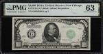 Fr. 2212-G. 1934A $1000 Federal Reserve Note. Chicago. PMG Choice Uncirculated 63.
