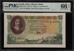 SOUTH AFRICA. South African Reserve Bank. 5 Pounds, 1953. P-97b. PMG Gem Uncirculated 66 EPQ.