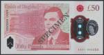 Bank of England, £50, 23 June 2021, serial number AA01 000250, red, Queen Elizabeth II at right and 