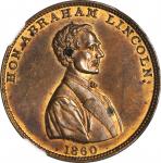 1860 Abraham Lincoln. DeWitt-AL 1860-41. Copper. 28 mm. MS-64 RB (NGC).