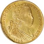 PORTUGAL. Peca (6400 Reis), 1824. Lisbon Mint. Joao VI. PCGS Genuine--Cleaned, Unc Details.