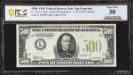 Fr. 2201-L. 1934 Light Green Seal $500 Federal Reserve Note. San Francisco. PCGS Banknote Very Fine 