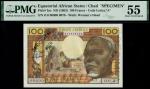 Banque Centrale Etats de lAfrique Equatoriale (Chad) specimen 100 francs, ND (1963), serial number O
