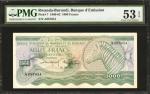 RWANDA-BURUNDI. Banque dÉmission. 1000 Francs, 1960-62. P-7. PMG About Uncirculated 53 EPQ.